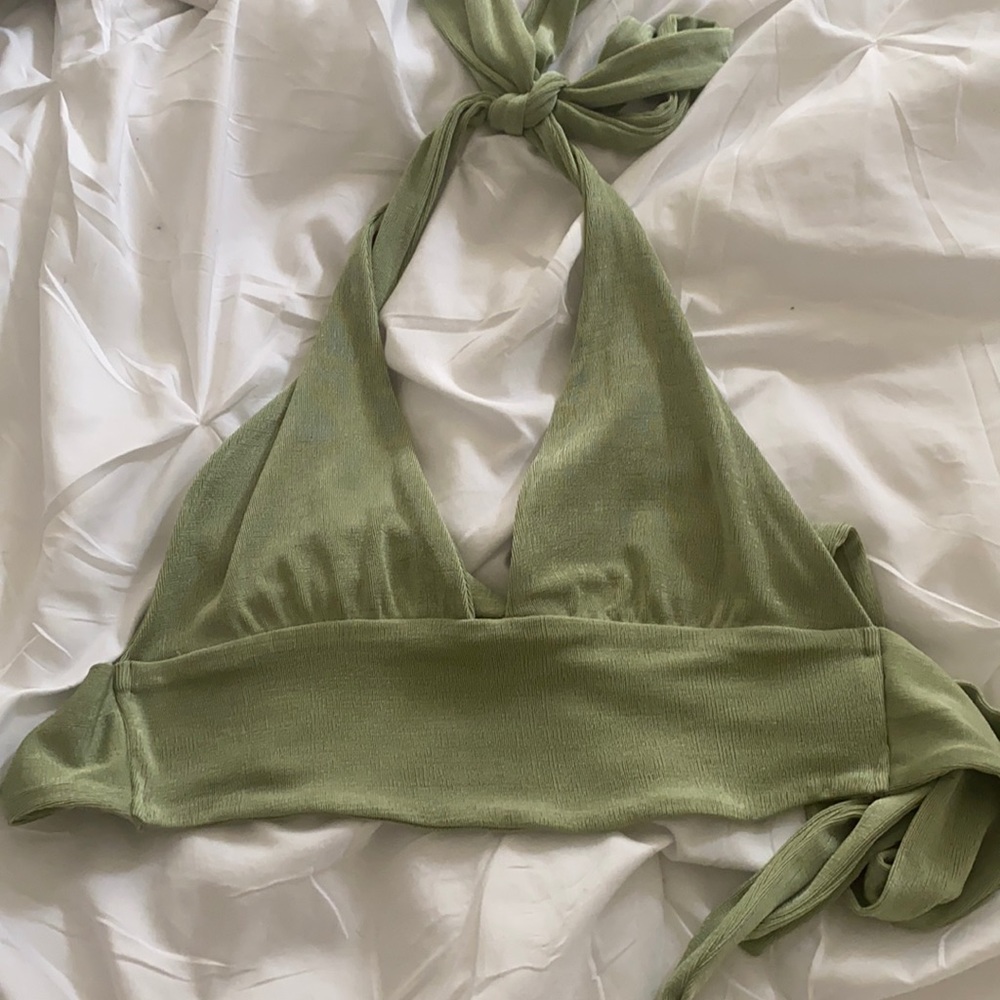 whitefox halter green top